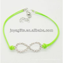 Pulsera tejida alambre verde diamante número ocho